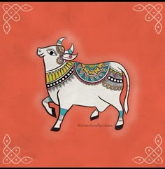 Pichwai Motifs Sketches, Pichwai Cow Sketch Printable, Pichavai Art, Pichwai Prints, Indian Elephant Drawing, Kalamkari Motifs, Pichwai Cow, Pichwai Art, Saree Painting Designs