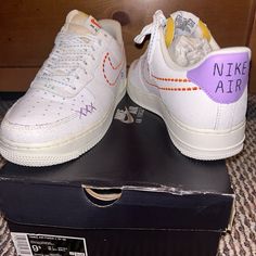 Authentic Nike Air Force 1 '07 Se "White/Safety Orange/Sail/Green Glow" Women's Shoe, Comes From A Smoke And Pet Free Home! Brand New In Box Nike Air Force 1 07, Nike Air Force 1, Air Force 1, Green And Orange, Nike Air Force, Air Force, Nike Shoes, Nike Women, Sailing