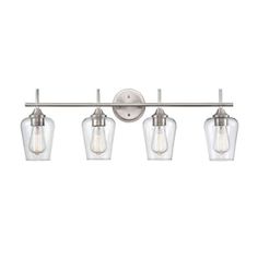 three light bathroom fixture with clear glass shades