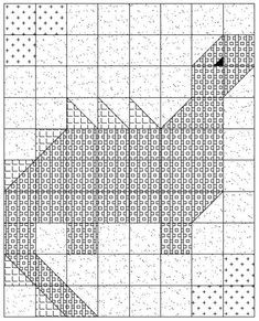 a quilt pattern that has been made with squares and dots on the side, as well as