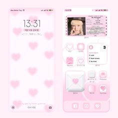 an iphone with pink hearts on the screen