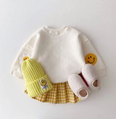 Bring on the smiles! Fuzzy, smiley face, elbow patch, crewneck...YES! Made of 100% Cotton Fleece Lined for Warmth Wash on Delicate, Tumble Dry Low Cute Yellow Sweatshirt For Fall, Playful Cartoon Print Sweatshirt For Winter, Playful Cartoon Print Sweater For Fall, Playful Winter Sweatshirt With Cartoon Print, Winter Fun Sweatshirt With Cartoon Print, Fun Winter Sweatshirt With Cartoon Print, Cute Yellow Sweater For Fall, Cute Yellow Long Sleeve Sweatshirt, Cute Yellow Fall Sweater