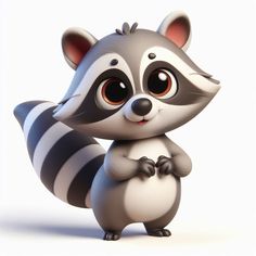 a cartoon raccoon is standing with his arms crossed and eyes wide open, looking at the camera