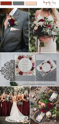 the wedding color scheme is red and gray