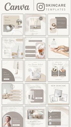 an image of a white and gray presentation board with different items on it, including the words canva