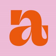 an orange and pink logo with the letter a in it's center on a pink background