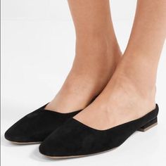 Reposhing This Item I Purchased From @Jolantakli. Love These Shoes, But Need A Different Size Questions? Leave A Comment Below! Black Suede Almond Toe Flats, Chic Black Suede Flats, Black Suede Closed Toe Flats, Slippers Black, Suede Slippers, Mansur Gavriel, Comfort Wear, Alexa Chung, Net A Porter