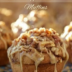 a muffin topped with caramel apple buttermilk nutcrackers and drizzled with icing