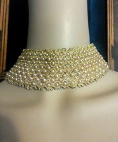 Vtg 50's Faux Pearl Gold Choker Wedding Statement Costume Necklace #Nolabel #Choker Vintage Formal Jewelry Choker, Vintage Choker For Formal Occasions, Vintage Formal Choker Jewelry, Classic Gold Pearl Necklace For Party, Gold Beaded Pearl Necklace For Evening, Classic Pearl Bridal Necklace For Party, Classic Pearl Choker For Wedding, Gold Costume Jewelry Pearl Necklace For Evening, Gold Pearl Necklace For Evening Costume Jewelry