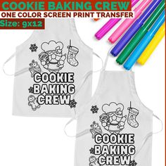 cookie baking crew screen print transfer Apron Sayings, Cookie Baking Crew, Screen Printing Process, Screen Print Transfer, Baking Apron, Print Transfer, Cookies For Kids, Kids Apron, Holiday Design