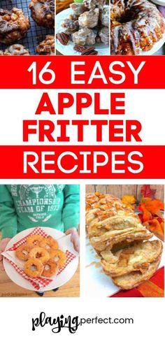 apple fritter recipe collage with text overlay