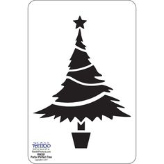 a black and white silhouette of a christmas tree with stars on it's top