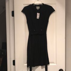 Nwt Anthropologie Dress. Size Xs. Includes Separate Lining. Very Soft And Float With Buttons. Black Dress With Fitted Waist For Night Out, Fitted Midi Dress With Tie Waist For Casual Wear, Evening Knee-length Dress With Tie Waist, Elegant Black Dress With Fitted Waist, Black Knee-length Dress With Fitted Waist, Elegant Knee-length Mini Dress With Tie Waist, Black Dress With Fitted Waist For Formal Occasions, Black Dresses With Fitted Waist For Formal Occasions, Black Dress With Fitted Waist For Evening