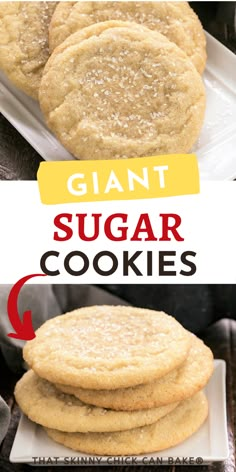 giant sugar cookies stacked on top of each other with the words giant sugar cookies above them