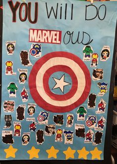 a poster with stickers on it that says, you will do marvel oud