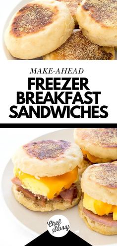 breakfast sandwiches with cheese and ham on them are ready to be eaten in the microwave