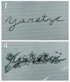 some writing that is on top of a piece of paper with flowers and leaves in it