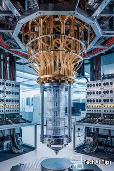 the inside of a large machine room with lots of wires