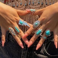 Western Rings, Vintage Turquoise Ring, Inlay Jewelry, Stylish Bracelet, Rings Jewelry Fashion, Western Jewelry, Turquoise Rings, Finger Rings, Vintage Turquoise