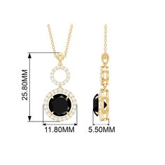 Product Details Grab this Dangle Pendant Necklace for your special one as it is embellished with Round Shape Black Onyx secured in Claw Setting while additional Round Shape Diamonds for a sparkly look. Make everyone stop and stare at our Black Onyx Pendant when you flaunt it with your party outfits. Product Information SKU SHP-PENDANT122041015 Weight 3.69 gm (Approximate) BLACK ONYX INFORMATION No.of Stones 1 Pieces Total Weight 2.00 Carat (Approximate) Dimension(approx) Round-8X8 mm-1 Pcs Color Black Cut Brilliant Shape Round Setting Type Claw-Set Quality Grade AAA DIAMOND INFORMATION No.of Stones 36 Pieces Total Weight 0.62 Carat (Approximate) Dimension(approx) Round-1.20X1.20 mm-14 PcsRound-1.35X1.35 mm-22 Pcs Color HI Cut Brilliant Shape Round Setting Type Claw-Set Quality Grade SI Vie Black Onyx Pendant, Onyx Pendant, Claw Setting, Special One, Black Spinel, Party Outfits, Diamond Halo, Halo Diamond, Black Onyx