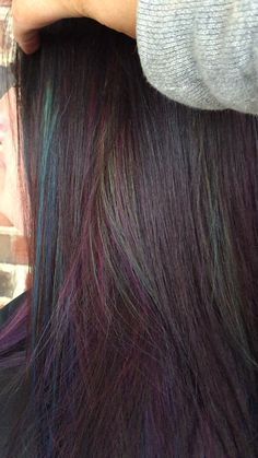 Oil slick hair by Nicole Totorello at beyond the fringe in Hillsborough nj Fluffy Hairstyles, Oil Slick Hair, Slick Hair, Candy Clouds, Cotton Candy Clouds, Oil Slick, Haircut And Color, Hair Color And Cut, Rainbow Hair