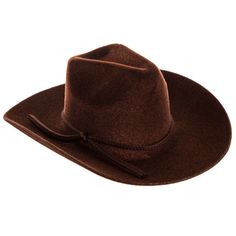 Add an adorable western charm to your doll with Brown Flocked Cowboy Hat. Featuring a gorgeous brown velvet finish, this cowboy hat is perfect for your handmade dolls or vintage dolls that need a little update. Yee-haw! Dimensions: Length: 5" Width: 4 1/8" Height: 1 7/8" Package contains 1 hat. Adjustable Western Brown Costume Hats And Headpieces, Adjustable Brown Western Costume Hat, Western Style Adjustable Brown Costume Hat, Brown Felt Hat For Rodeo, Brown Felt Hat For Country Events, Brown Mini Hat With Short Brim For Rodeo, Western Brown Top Hat For Ranch, Brown Brimmed Mini Hat For Rodeo, Country Style Brown Mini Hats With Curved Brim