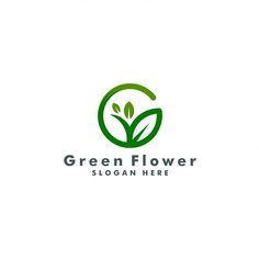 green flower logo design with leaves