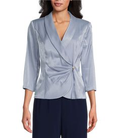 Shop for Alex Evenings 3/4 Sleeve Collar Neck Shimmer Satin Blouse at Dillard's. Visit Dillard's to find clothing, accessories, shoes, cosmetics & more. The Style of Your Life. Semi-formal Fitted Satin Tops, Fitted Satin Tops For Semi-formal Occasions, Fitted 3/4 Sleeve Formal Tops, Formal Fitted 3/4 Sleeve Tops, Fitted Formal Top With 3/4 Sleeves, Formal Fitted Top With 3/4 Sleeves, Elegant Fitted Top With 3/4 Sleeves, Elegant Fitted Top With Half Sleeves, Elegant Half Sleeve Blouse For Fall