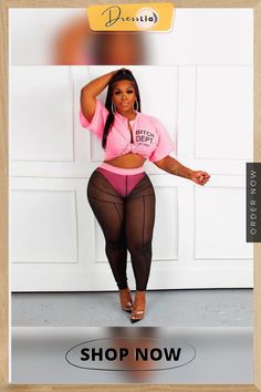 Sexy Short Sleeve T Shirt Mesh Pants Two Piece Set Casual Pink Crop Top For Club, Mesh Pants, Short Sleeve T Shirt, Two Piece Set, Two Piece Sets, 1 Million, Womens Bottoms, Two Piece, Pants For Women