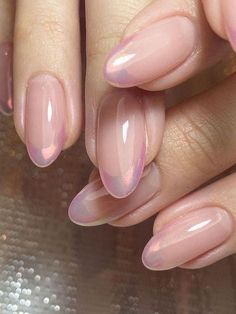 Pink Glitter Nails, Soft Nails, Minimalist Nails, Pretty Acrylic Nails, Chrome Nails