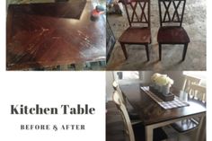 the kitchen table before and after being painted