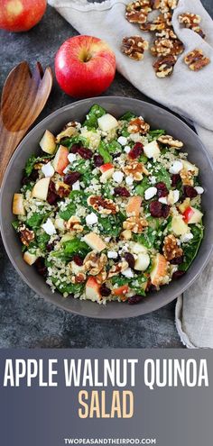 an apple walnut quinoa salad in a bowl