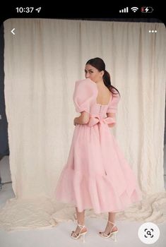 Gaun Koktail, Puff Sleeves Dress, Dress Rehearsal, Puff Sleeve Midi Dress, Puff Dress, Shein Outfits, Crop Top Dress, Pink Prom