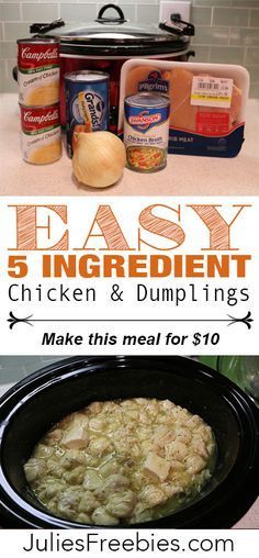 the instructions for how to make an easy crock pot casserole with chicken and dumplings