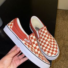 Vans Slip On Size 8.5, Canvas Material, Brand New But Does Not Have Original Box Color Is Like A Rusty Orange Comfortable Orange Sneakers For Streetwear, Comfortable Orange Slip-on Sneakers, Vans Orange Low-top Sneakers, Comfortable Low-top Orange Sneakers, Comfortable Orange Low-top Sneakers, Slip On Vans, Rusty Orange, Shoes Vans, Vans Slip On