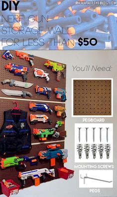 Nerf Storage, Nerf Party, Foxtrot, Toy Rooms, Big Boy Room, Storage Hacks, Toy Organization, Boys Bedrooms, Hacks Diy