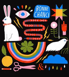 an image of a poster with animals and things to see in the background that say, bonnie chance