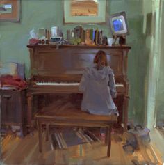 At the Piano by Kim English Kim English, Frank Dicksee, Playing The Piano, Franz Kline, Clark Art, Dance Paintings, English Art, Musical Art, English Artists