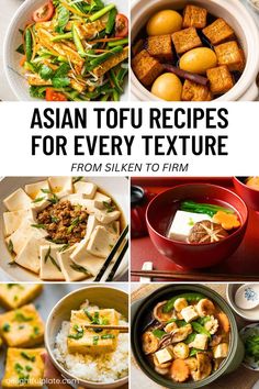 a collage of Asian tofu dishes Firm Tofu Recipes, Asian Tofu Recipes, Asian Tofu, Healthy Asian, Recipes To Make At Home, Firm Tofu, Tofu Dishes, Filling Dinner, Asian Inspired Recipes