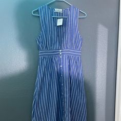 Urban Outfitters Button Up Stripe Blue And White Dress Size Small New With Tags Feel Free To Offer Casual Button-up Midi Dress For Daytime, Blue Midi Dress With Buttons For Day Out, Blue Button-up Summer Dress, Blue Button-up Cotton Midi Dress, Urban Outfitters Summer Button-up Dress, Blue Cotton Button-up Midi Dress, Urban Outfitters Blue Midi Length Dress, Urban Outfitters Blue Midi Dress, Urban Outfitters Dresses With Buttons For Day Out