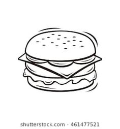 a drawing of a hamburger on a white background