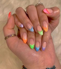 Multicolored Nails, Spring Break Nails, Broken Nails, Bright Nails, Short Acrylic Nails Designs, Dream Nails, Fire Nails