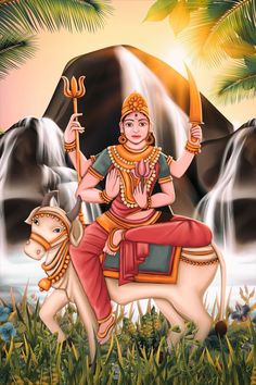 Sati Goddess, Navratri 1st Day, Mata Shailputri, Nava Durga, Janmashtami Pictures, Navratri Devi Images, Hindu Tattoo