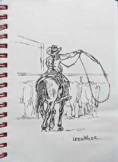 a drawing of a man riding on the back of a horse