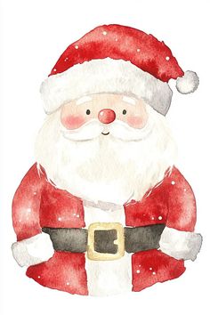 a watercolor painting of santa claus holding a bag