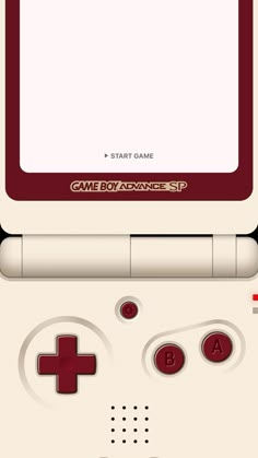 the nintendo game boy advance is shown in front of a white background with red buttons