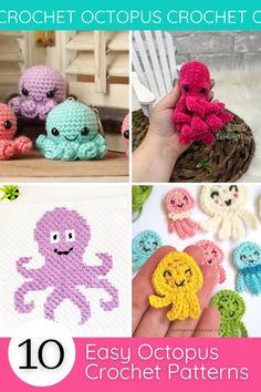 crochet octopus pictures with text overlay