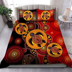 Aboriginal Bedding Set Sea Turtle Gifts, Turtle Gifts, Turtle Painting, Blanket Cover, Personalized Bedding, Duvet Bedding, Sea Turtles, Quilt Sets Bedding, Aboriginal Art