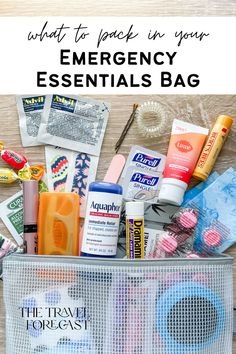 an emergency essential bag with the words what to pack in your emergency essentials bag