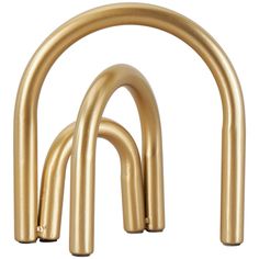 three gold colored metal tubes on a white background